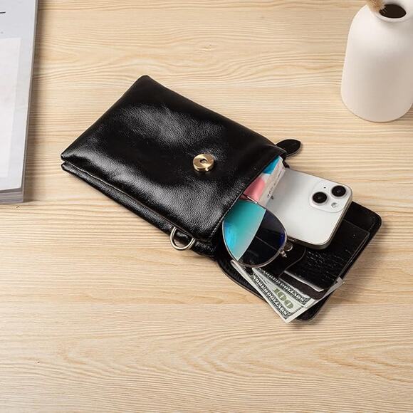 Genuine Leather Crossbody Bag with shoulder and wrist strap - Picture 2 of 5